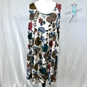 Emery Rose sleeveless leaf print babydoll dress size 3XL